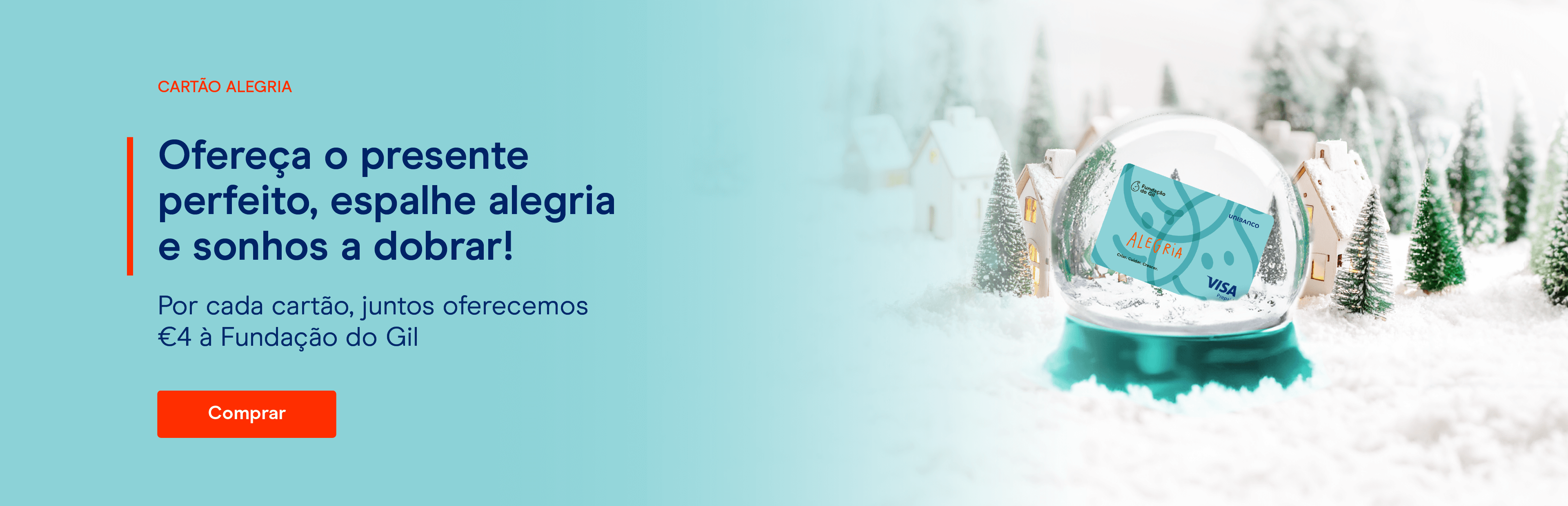 Cartão de oferta Alegria na mão do Gil