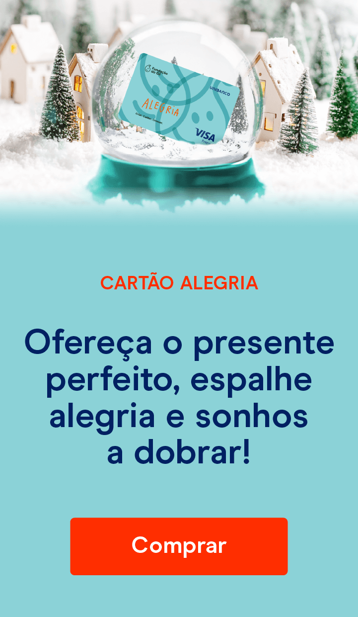 Cartão de oferta Alegria na mão do Gil