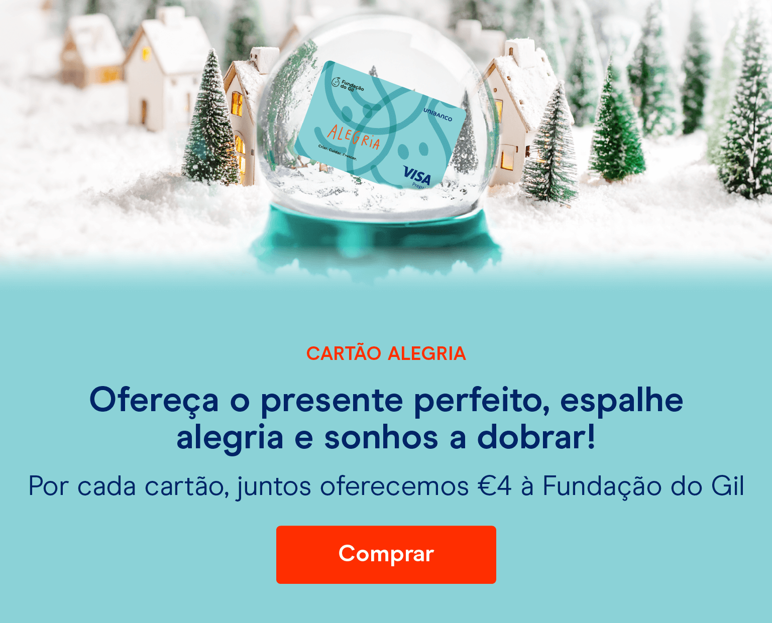 Cartão de oferta Alegria na mão do Gil